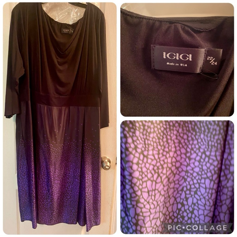 IGIGI Black and Purple Long Sleeve Dress